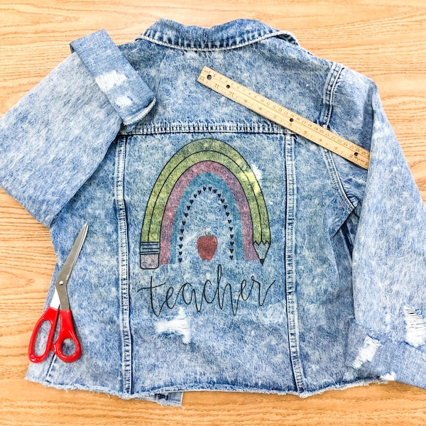 School Blue Jean Jacket for Teacher Etsy