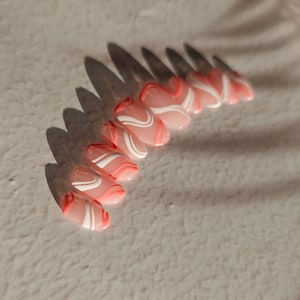 Pink Lemonade 2 - Swirl Hand Painted Press On Nails
