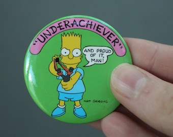 Vintage 1990&#39;s Bart Simpson Pin, 90&#39;s Simpsons Dead stock Brooch, 90&#39;s Underachiever Bart Simpsons Pin, Y2k Green Retro New Dead Stock Pin