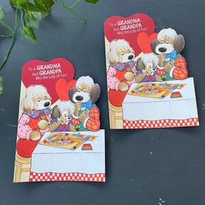 Lot de deux cartes pour la Saint-Valentin vintage des années 60, papier de voeux éphémères grand-mère grand-père grand-parent coeur non utilisé nouveau cadeau artisanat amour rétro