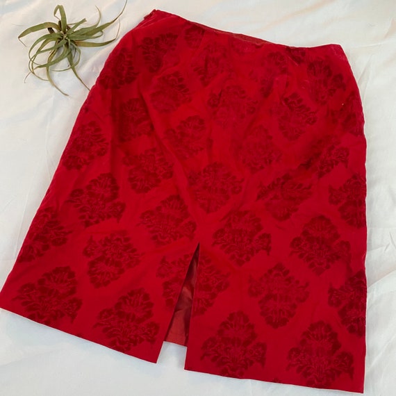 vintage 1990s red velvet mini skirt 90 women size… - image 5