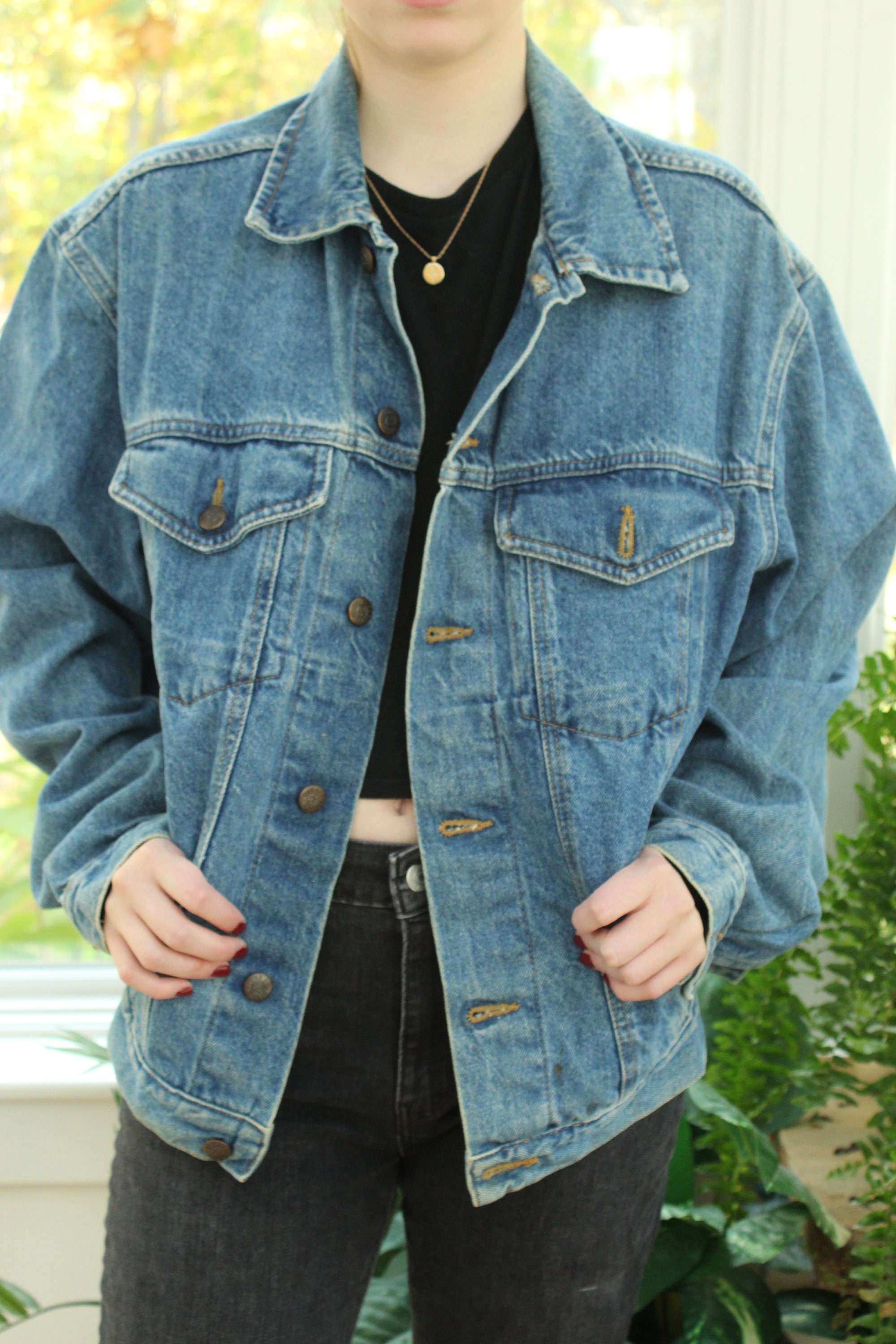 Vintage Faded Blue Denim Jacket, Vintage Denim Faded Glory