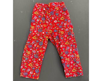 vintage 1970 salud tex tamaño cuatro niño rojo floral pana pantalón largo hippie retro niña boho boho verano flor rojo azul amarillo