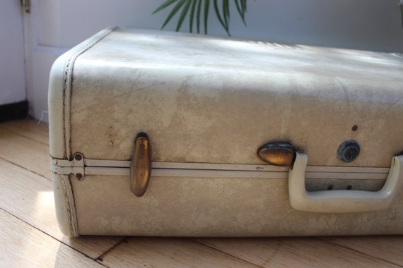 Vintage Marble Samsonite Suitcase, Vintage Tan Tr… - image 5