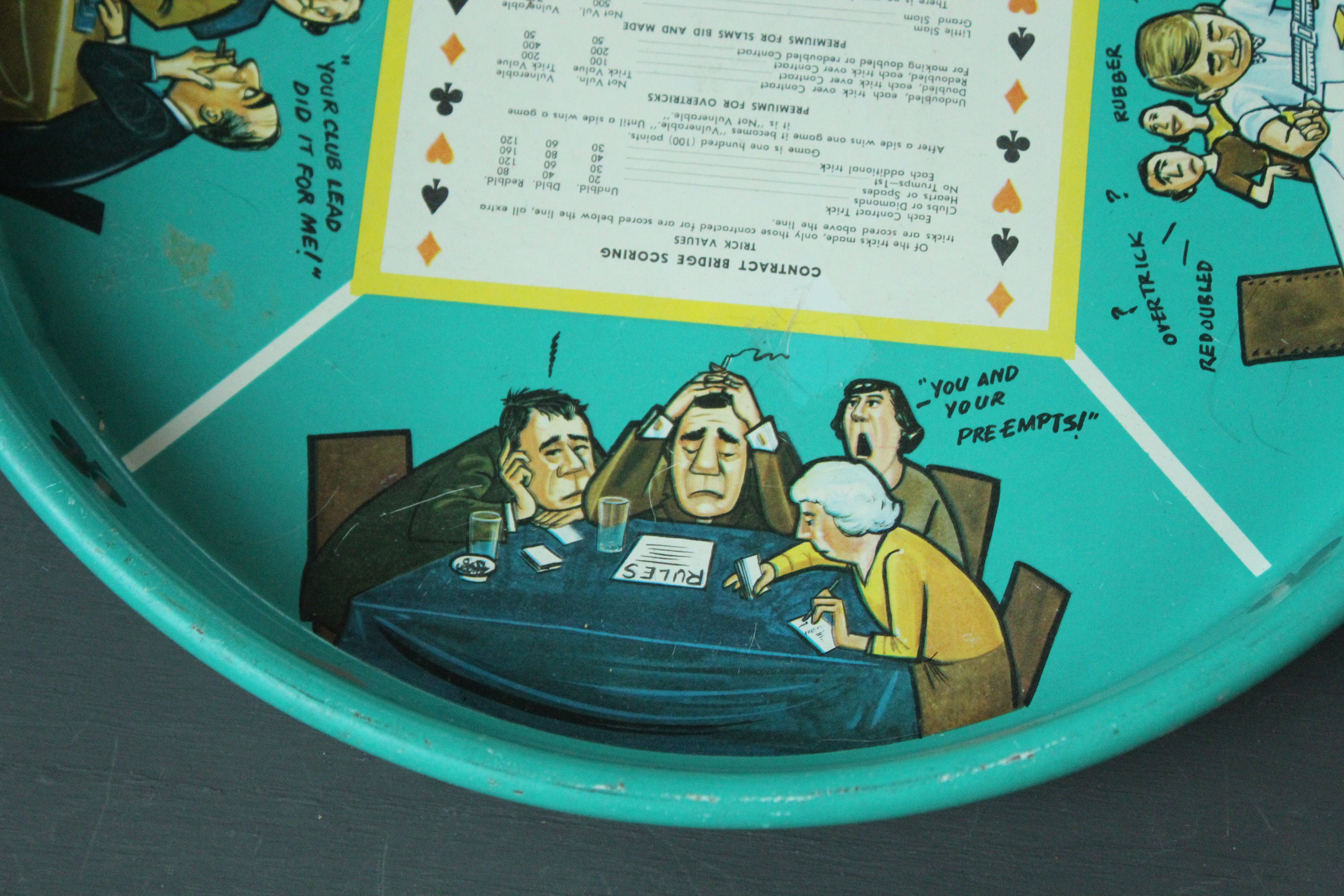 小物入れ vintage tray 1960 s Vintage 1960's Poker Tin Tray, Vintage Poker Blue Cartoon