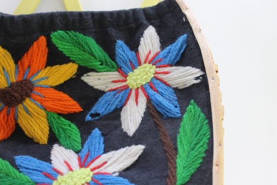 Vintage Straw Bag, Vintage Flower Embroidered Bag… - image 6