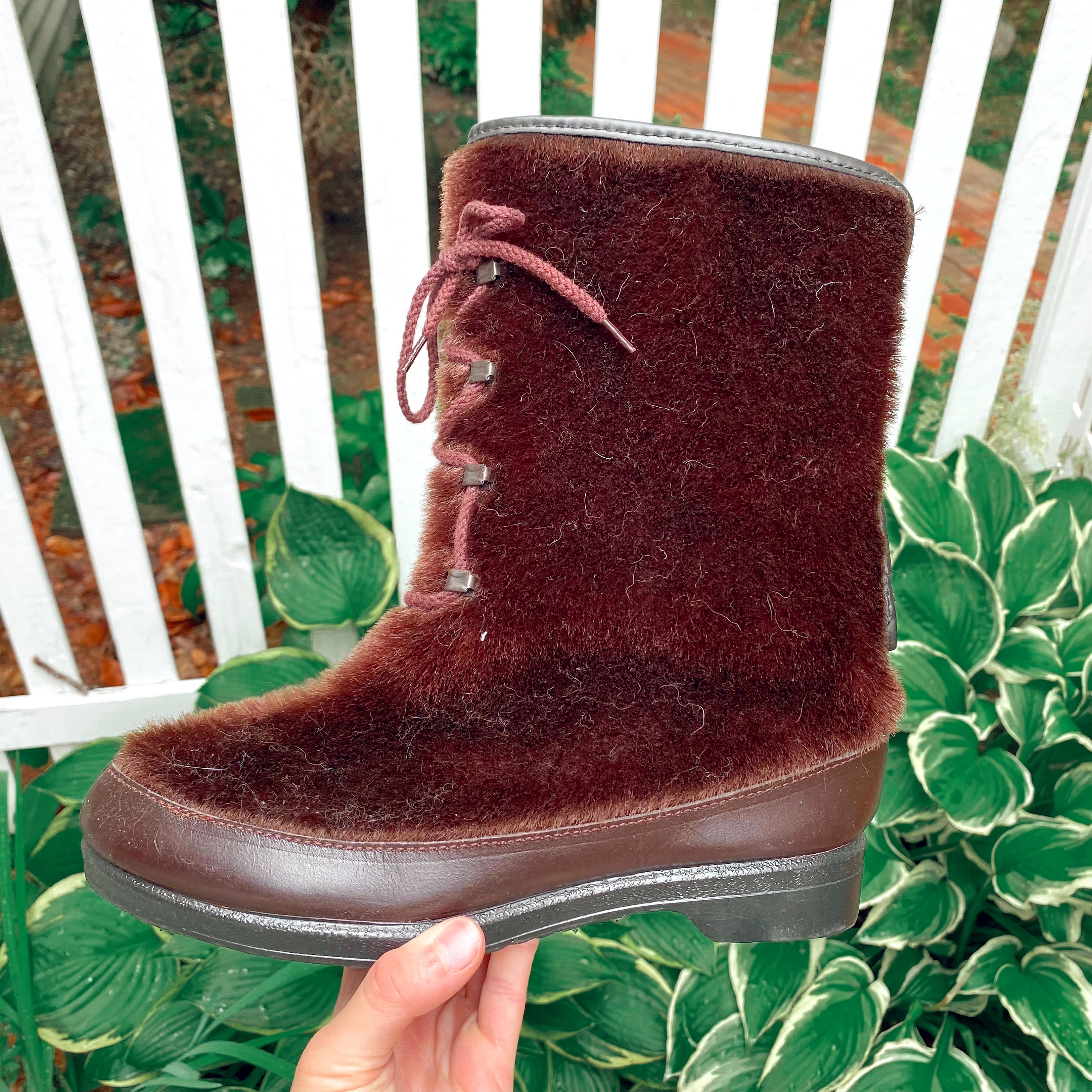何でも揃う Vintage 1970's Brown White Fur Faux Winter Yodelers, Winter 靴