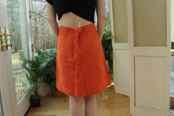 Vintage 1970's Wool Coral Skirt, Vintage Orange C… - image 4