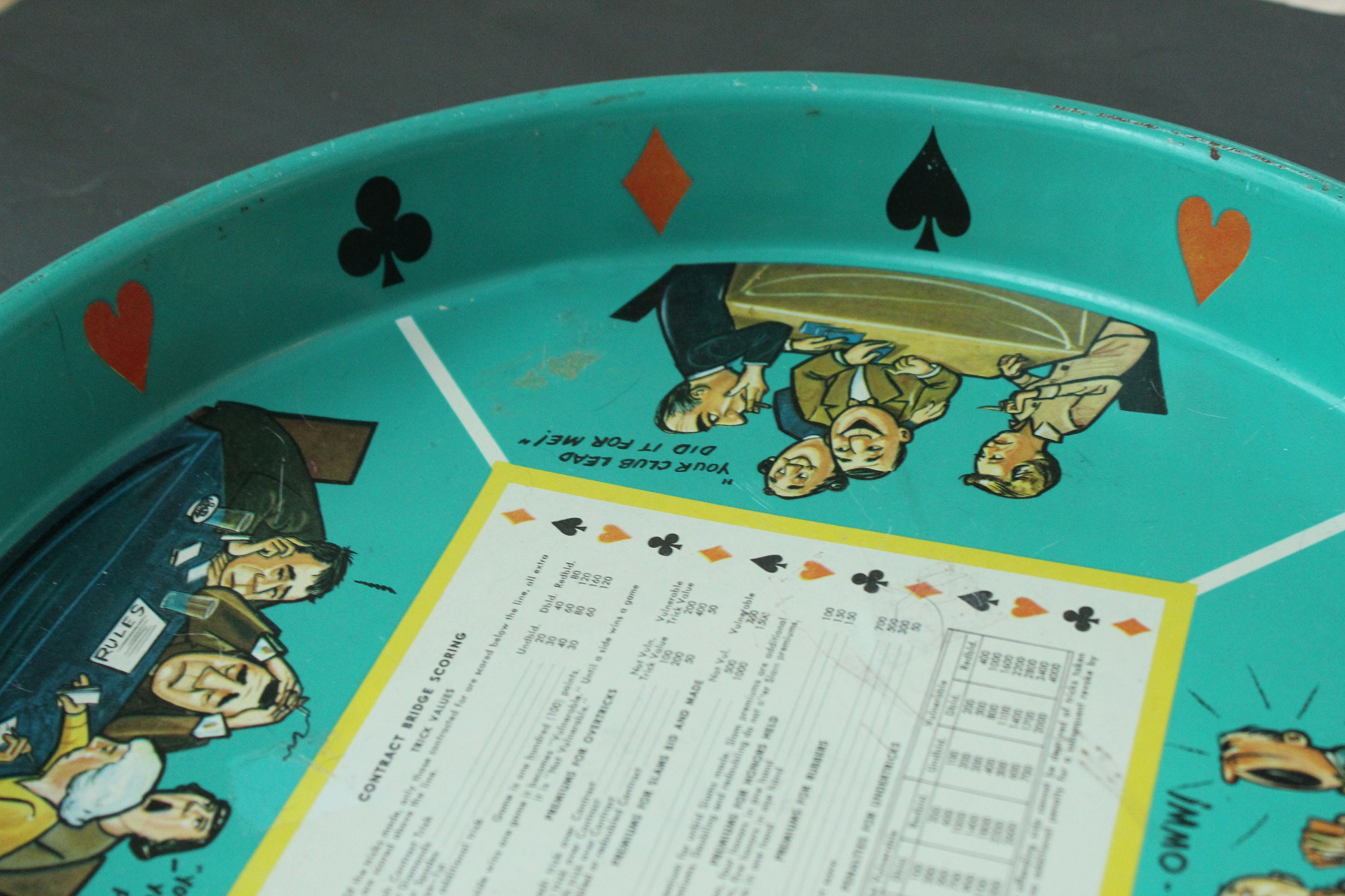 小物入れ vintage tray 1960 s Vintage 1960's Poker Tin Tray, Vintage Poker Blue Cartoon