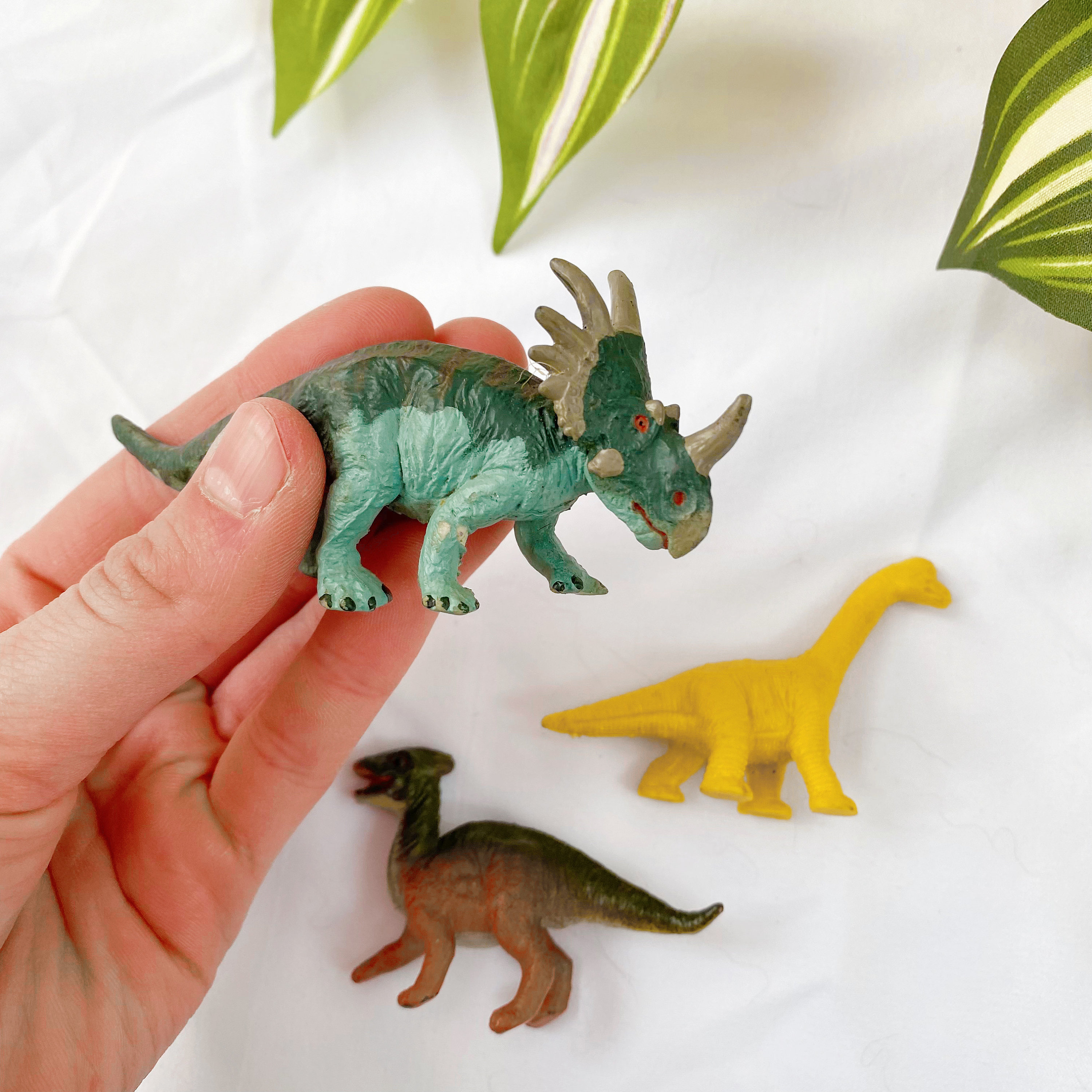 Vintage Mini Plastic Dinosaur Toys 1980s Set of Six 80s Little Boy Girl