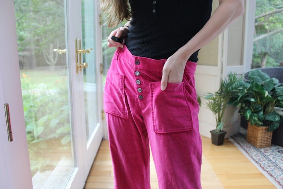 Vintage 1970's Pink Velvet Pants, Vintage Button … - image 3