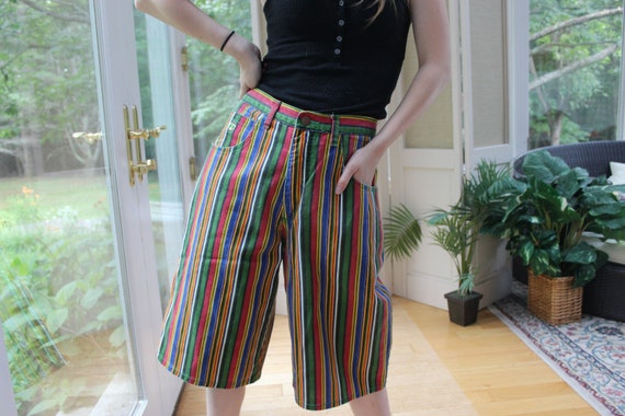 Vintage 1990's Rainbow Striped Shorts, 90's Women'