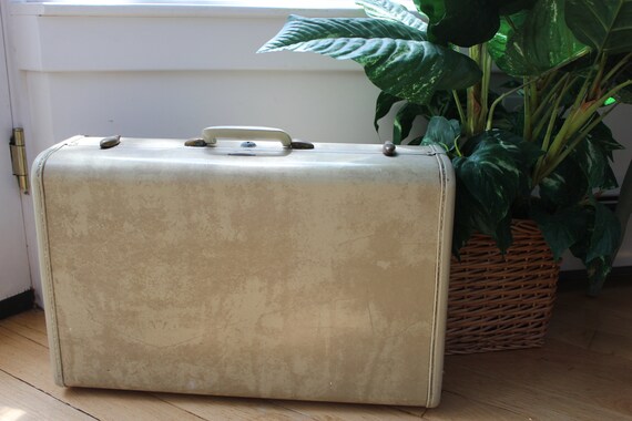Vintage Marble Samsonite Suitcase, Vintage Tan Tr… - image 1