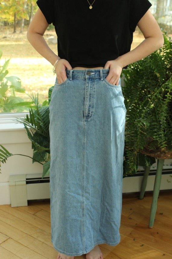 Vintage Long Denim Skirt, Vintage Women's Size X-… - image 1