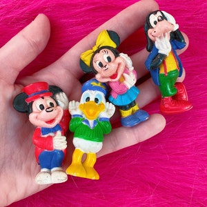 vintage 1980s set of four Disney children miniature action figures 80s child mickey mouse minnie goofy duck mini play figurines toy