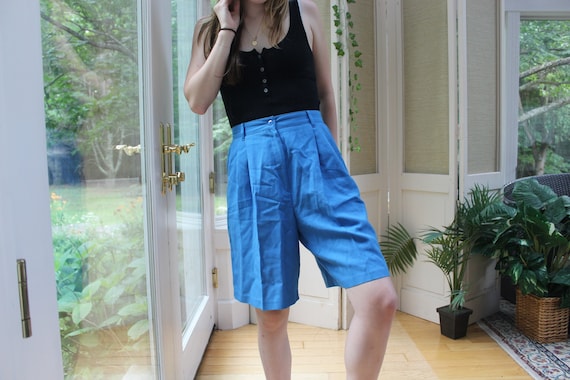 Vintage Blue 1980's Shorts, Vintage Summer 80's S… - image 1
