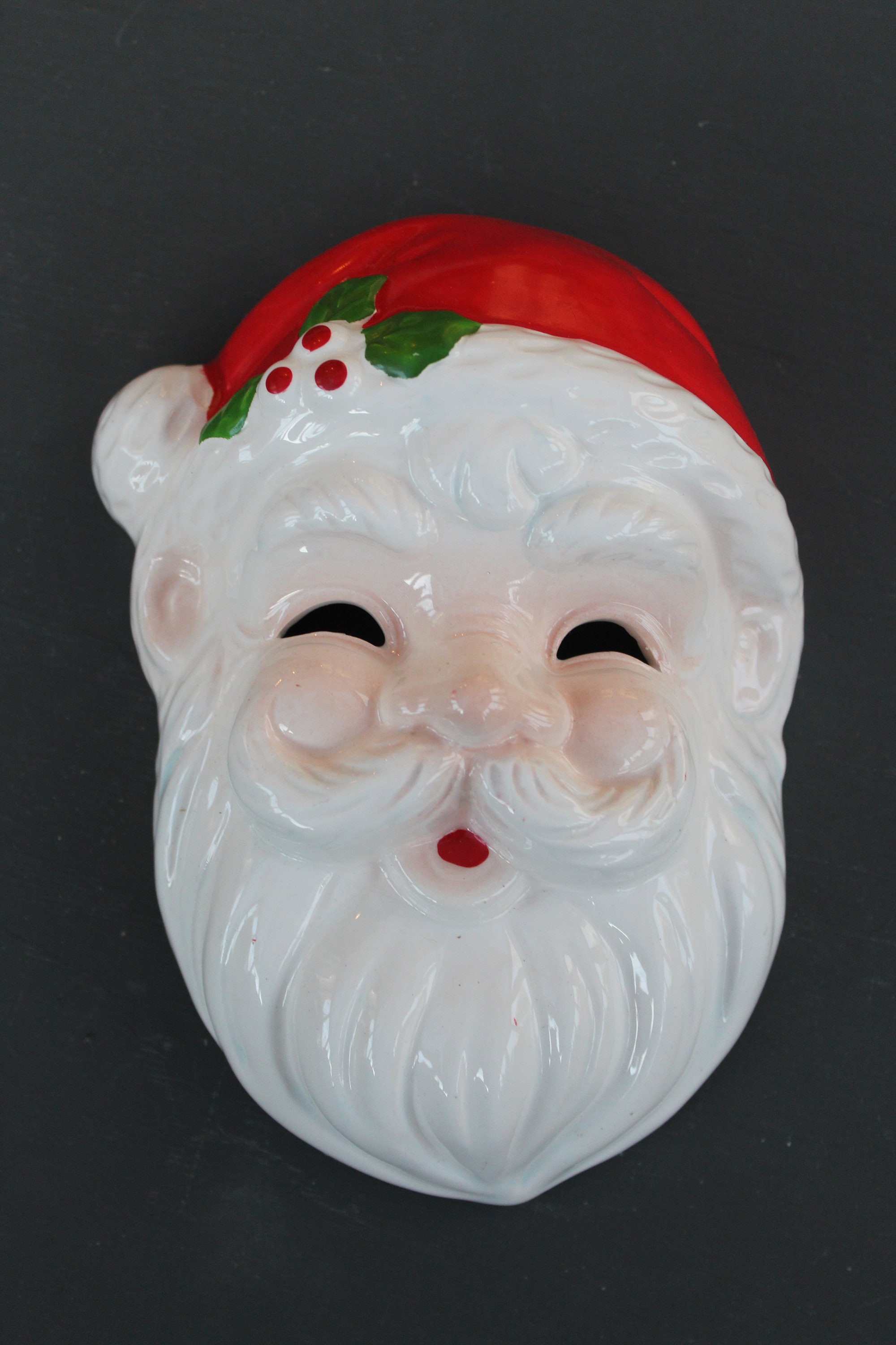 Vintage Christmas Decorations, Vintage 1980s Glass Mask Heads, Vintage