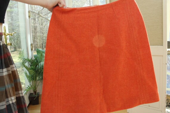 Vintage 1970's Wool Coral Skirt, Vintage Orange C… - image 9