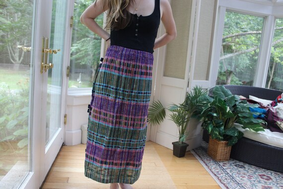 Vintage 1970's Quilted Embroidered Skirt, Vintage