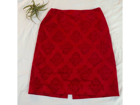 vintage 1990s red velvet mini skirt 90 women size… - image 1
