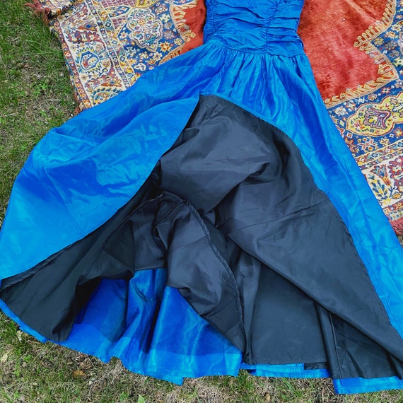 1980's Rare Laura Ashley Blue Prom Ruffle Dress, … - image 8