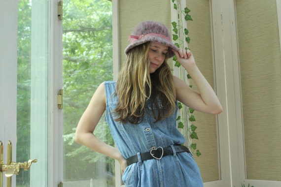 Vintage 1980's Kangol Purple Faux Fur Hat, Vintage