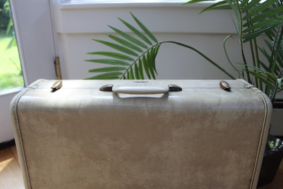 Vintage Marble Samsonite Suitcase, Vintage Tan Tr… - image 4