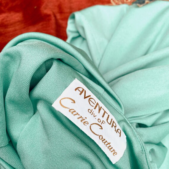 Vintage 1970's Mint Green Carrie Couture Elegant … - image 7