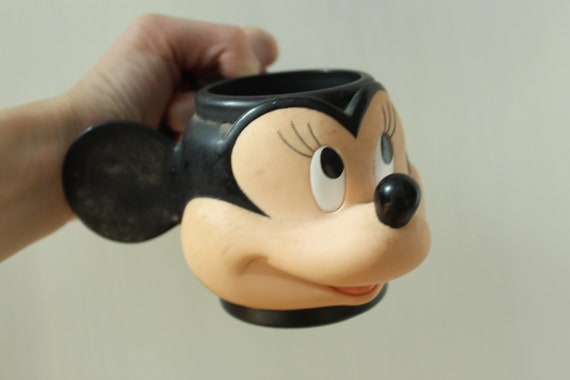 Vintage MICKEY MOUSE Plastic Sippy Cup Mug Souvenir Walt Disney Productions  1980s Big Black Feet