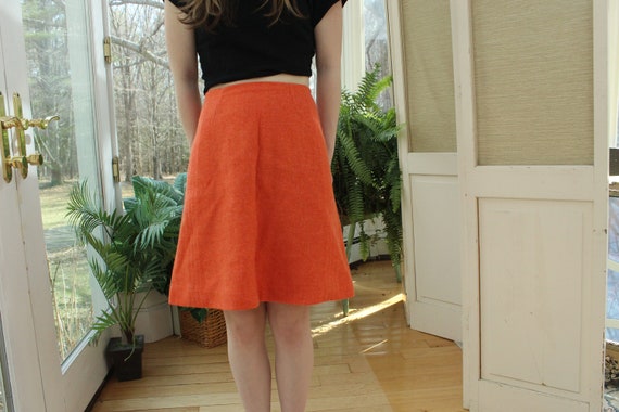 Vintage 1970's Wool Coral Skirt, Vintage Orange C… - image 10