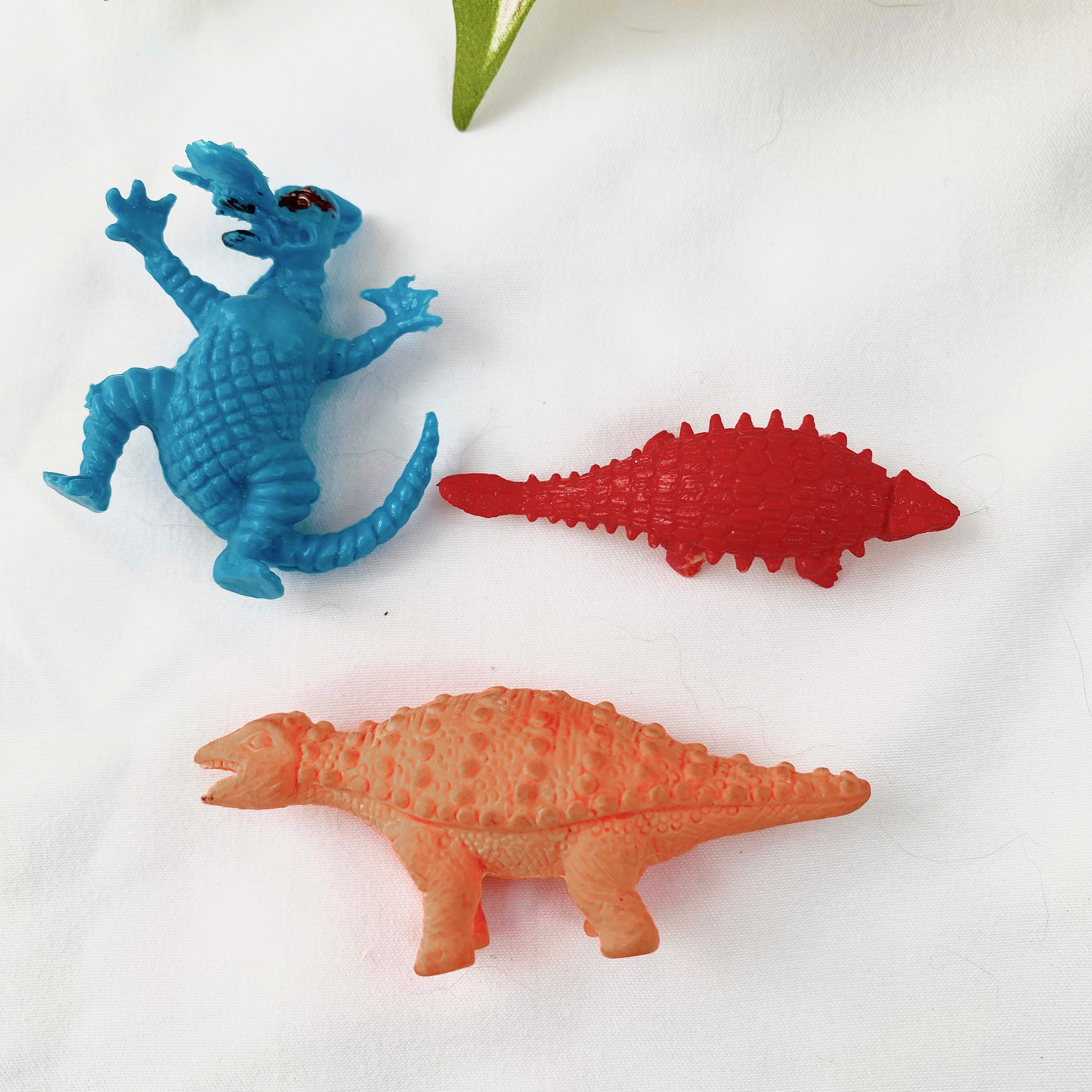 Vintage Mini Plastic Dinosaur Toys 1980s Set of Six 80s Little Boy Girl