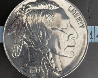 Commemorative 1913 Liberty Buffalo Indian Head Nickel Metal Coin Token, 3&quot;
