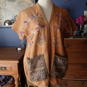 Dara-ang tribe hand-woven women traditional top with natural dye cottons and flower embroideries
