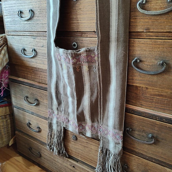 Karen Hill Tribe handwoven 'Yam' natural indigo dyed handspun cottons bag from Thailand