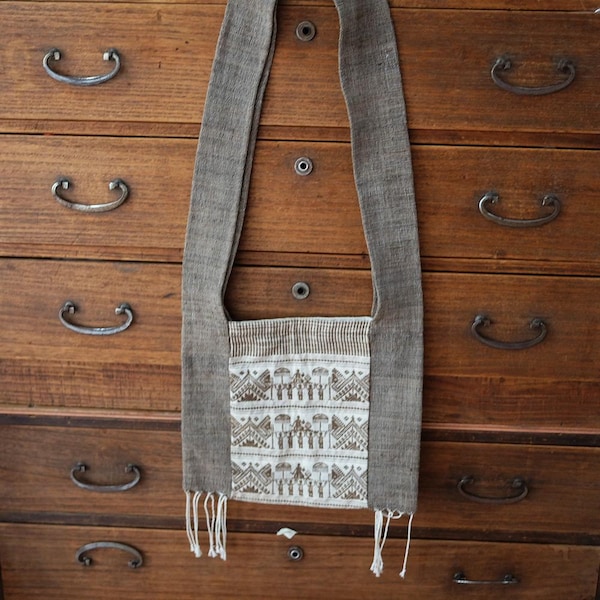 Hill Tribe handwoven traditional natural dyed handspun cottons zipper bag from Thailand