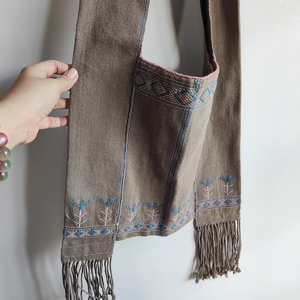 Karen Hill Tribe handwoven 'Yam' natural indigo dyed handspun cottons bag from Thailand