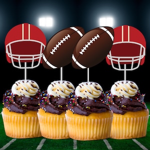 Fußball Cupcake Toppers, Fußball Geburtstag, Cupcake Toppers, Football Helm, Party Favor, digital, druckbar, Sofort Download, Sport
