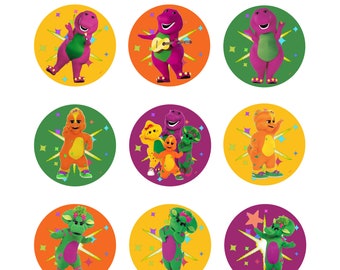 Barney Cupcake Toppers, Barney and Friends, Cupcake Toppers, Barney Birthday, Set of 12, Party Favor, Digital, Printable, Instant Download