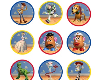 Toy Story Cupcake Toppers, Toy Story, Cupcake Toppers, Toy Story Birthday, Party Favor Tags, Digital, Printable, Instant Download, Stickers