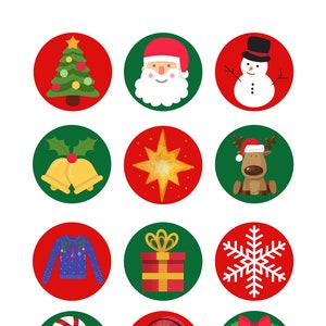 Christmas Cupcake Toppers, Holiday Cupcake Toppers, Christmas Party, Gift Tags, Favors Tags, Digital, Printable, Instant Download, Stickers