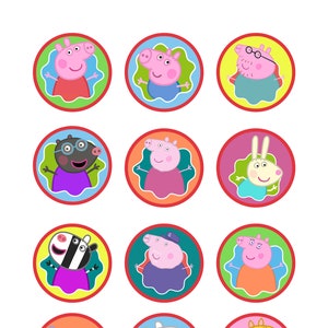 Decorazioni per cupcake di Peppa Pig, Peppa Pig, decorazioni per cupcake, compleanno di Peppa Pig, set di 12, etichette per bomboniere, digitale, stampabile, download istantaneo