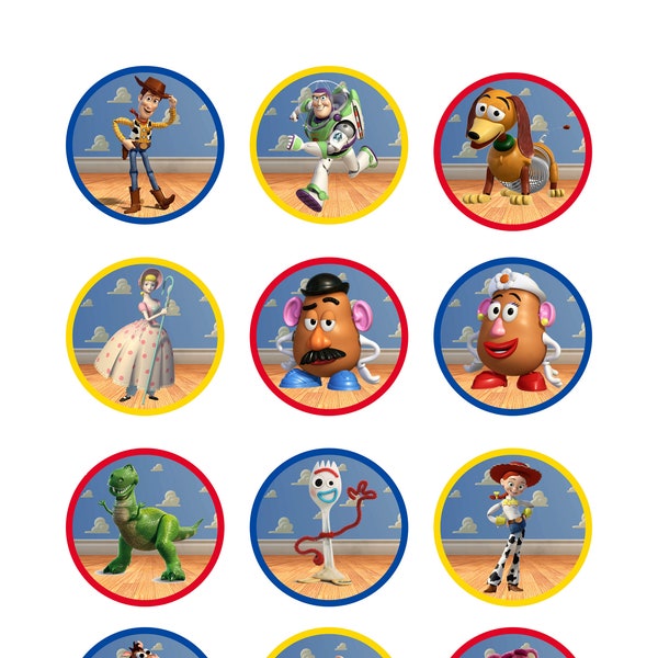 Toy Story Cupcake Toppers, Toy Story, Cupcake Toppers, Toy Story Birthday, Party Favor Tags, Digital, Printable, Instant Download, Stickers