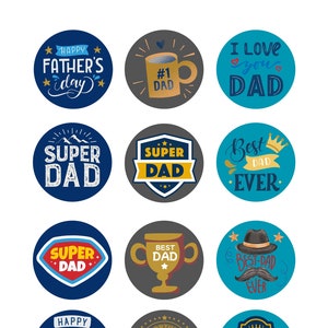Heureuse fête des pères, décoration de cupcakes, fête des pères, meilleur papa, décoration de cupcakes, lot de 12, étiquette de cadeau, numérique, imprimable, téléchargement immédiat