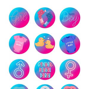 Gender Reveal Cupcake Toppers, Baby Gender Reveal Party, Cupcake Toppers, Set of 24, Party Favor Tag, Digital, Printable, Instant Download