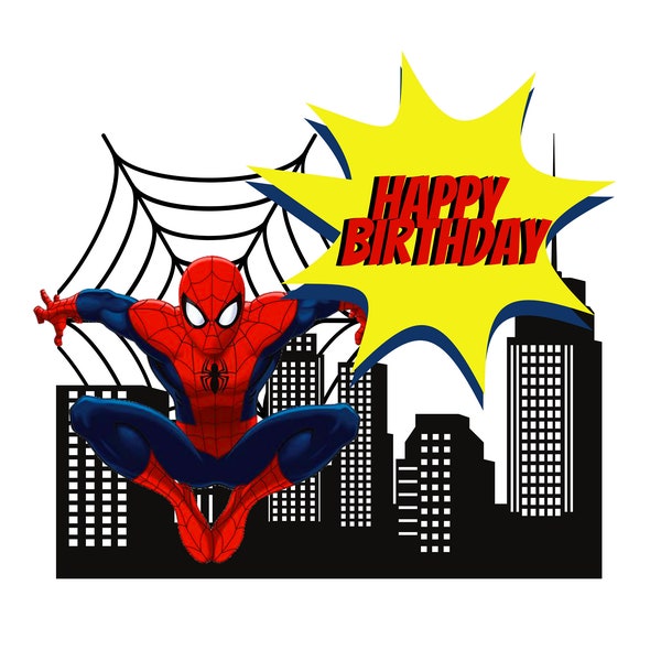 Spiderman Cake Topper, Double sided Cake Topper, Spiderman Birthday, Digital, Printable, Instant Download, Sticker, Spiderman, Marvel Comics