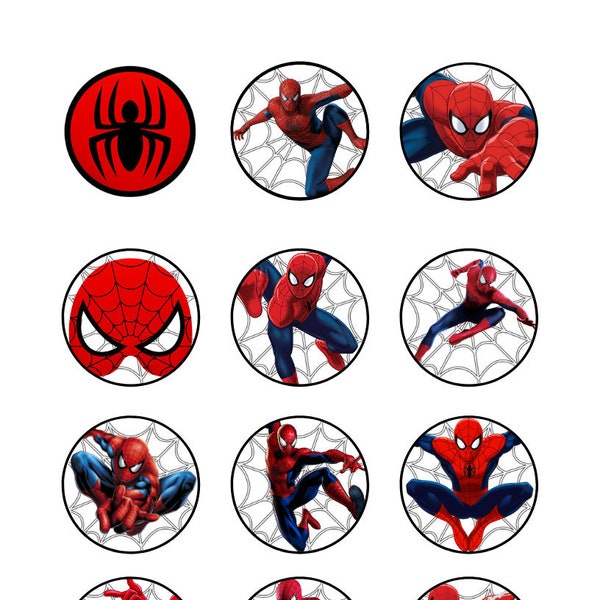 Spiderman Cupcake Toppers, Spiderman, Cupcake Toppers, Spiderman Birthday, Set of 12, Party Favor, Digital, Printable, Instant Download