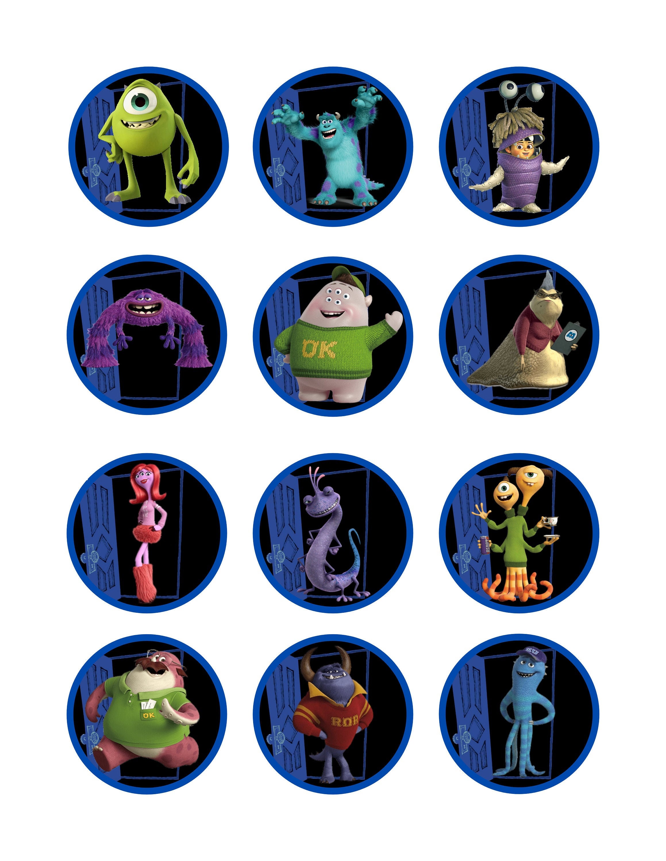 Monsters Inc Cupcake Toppers