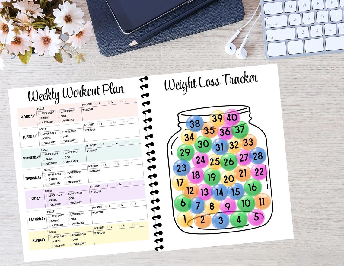 Printable Fitness Planner | Workout Tracker PDF | Digital Wellness ...