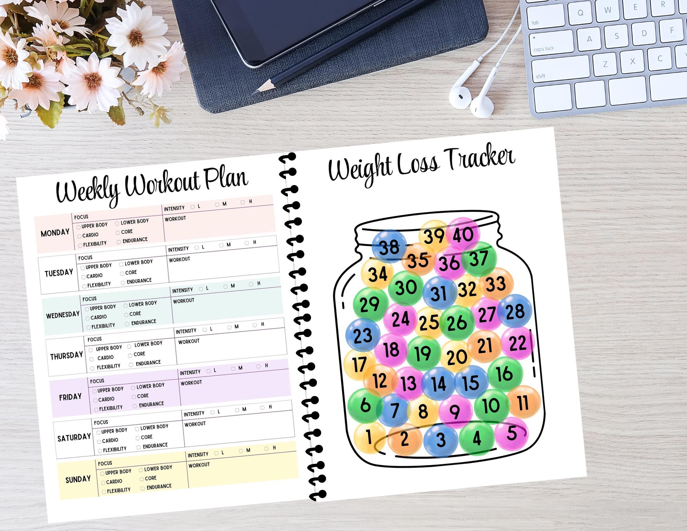 Printable Fitness Planner | Workout Tracker PDF | Digital Wellness ...