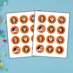 Baby Taz Loony Tunes Cupcake Toppers, Cartoon Birthday, Tasmanian Devil, Party Favor, Digital, Printable, Instant Download, Round Stickers